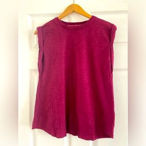 PILCRO ANTHROPOLOGIE SLEEVELESS COTTON TSHIRT MAROON WOMEN’s MEDIUM
